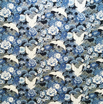 Japanese crane fabric (blue/silver)