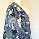 Japanese Cranes fabric (grey)