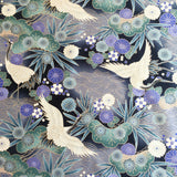 Japanese Cranes fabric (grey)