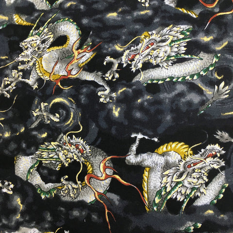 Dragons fabric (small print) (black)