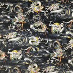 Dragons fabric (small print) (black)