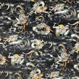 Dragons fabric (small print) (black)