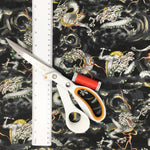 Dragons fabric (small print) (black)
