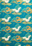 Dragons and cranes fabric (turquoise)