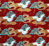 Dragons and cranes fabric (red)