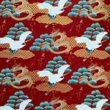 Dragons and cranes fabric (red)