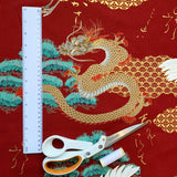 Dragons and cranes fabric (red)