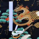 Dragons and cranes fabric (black)