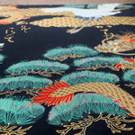 Dragons and cranes fabric (black)
