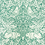 Morris Brer Rabbit fabric, Art Nouveau teal or navy bird print craft cotton, Morris & Co