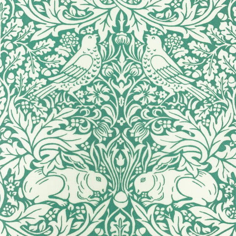 Morris Brer Rabbit fabric, Art Nouveau teal or navy bird print craft cotton, Morris & Co