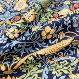 William Morris Strawberry Thief fabric, Art Nouveau blue bird print craft cotton, Morris & Co