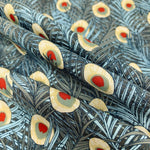 Peacock feather fabric (grey/red)