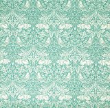 Morris Brer Rabbit fabric, Art Nouveau teal or navy bird print craft cotton, Morris & Co