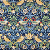 William Morris Strawberry Thief fabric, Art Nouveau blue bird print craft cotton, Morris & Co