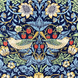 William Morris Strawberry Thief fabric, Art Nouveau blue bird print craft cotton, Morris & Co