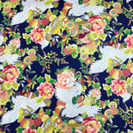 Cranes and Fans fabric (blue or black)