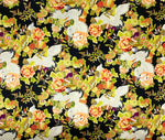 Cranes and Fans fabric (blue or black)