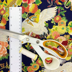 Cranes and Fans fabric (blue or black)