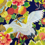 Cranes and Fans fabric (blue or black)