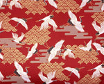 Art Deco Cranes fabric (red)