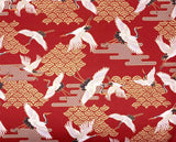 Art Deco Cranes fabric (red)