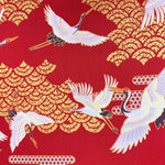 Art Deco Cranes fabric (red)
