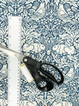 Morris Brer Rabbit fabric, Art Nouveau teal or navy bird print craft cotton, Morris & Co