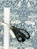 Morris Brer Rabbit fabric, Art Nouveau teal or navy bird print craft cotton, Morris & Co