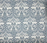 Morris Brer Rabbit fabric, Art Nouveau teal or navy bird print craft cotton, Morris & Co