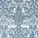 Morris Brer Rabbit fabric, Art Nouveau teal or navy bird print craft cotton, Morris & Co