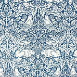 Morris Brer Rabbit fabric, Art Nouveau teal or navy bird print craft cotton, Morris & Co