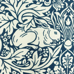 Morris Brer Rabbit fabric, Art Nouveau teal or navy bird print craft cotton, Morris & Co
