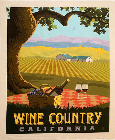 California Wine Country fabric panel