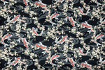 Cherry Blossom and Carp Japanese fabric (black)
