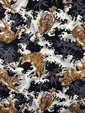 Tigers & Waves fabric, (black)