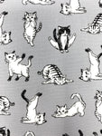 Yoga Cats fabric (white or grey)