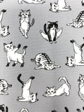 Yoga Cats fabric (white or grey)