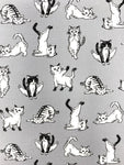 Yoga Cats fabric (white or grey)