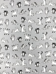 Yoga Cats fabric (white or grey)
