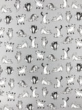 Yoga Cats fabric (white or grey)