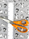 Yoga Cats fabric (white or grey)