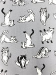 Yoga Cats fabric (white or grey)