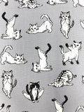 Yoga Cats fabric (white or grey)