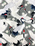 Cranes Barkcloth fabric (grey)