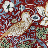 William Morris Strawberry Thief fabric, Art Nouveau red bird print craft cotton, Morris & Co