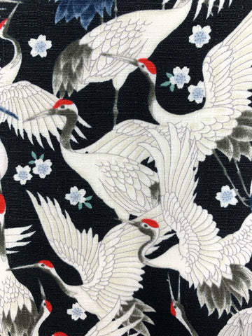 Cranes Barkcloth fabric (black)