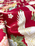 Cranes and Chrysanthemums fabric (red)