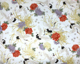 Cranes and Chrysanthemums fabric (ivory)