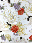 Cranes and Chrysanthemums fabric (ivory)